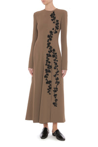 Robe Longue Ornée de Motifs Floraux - Brown