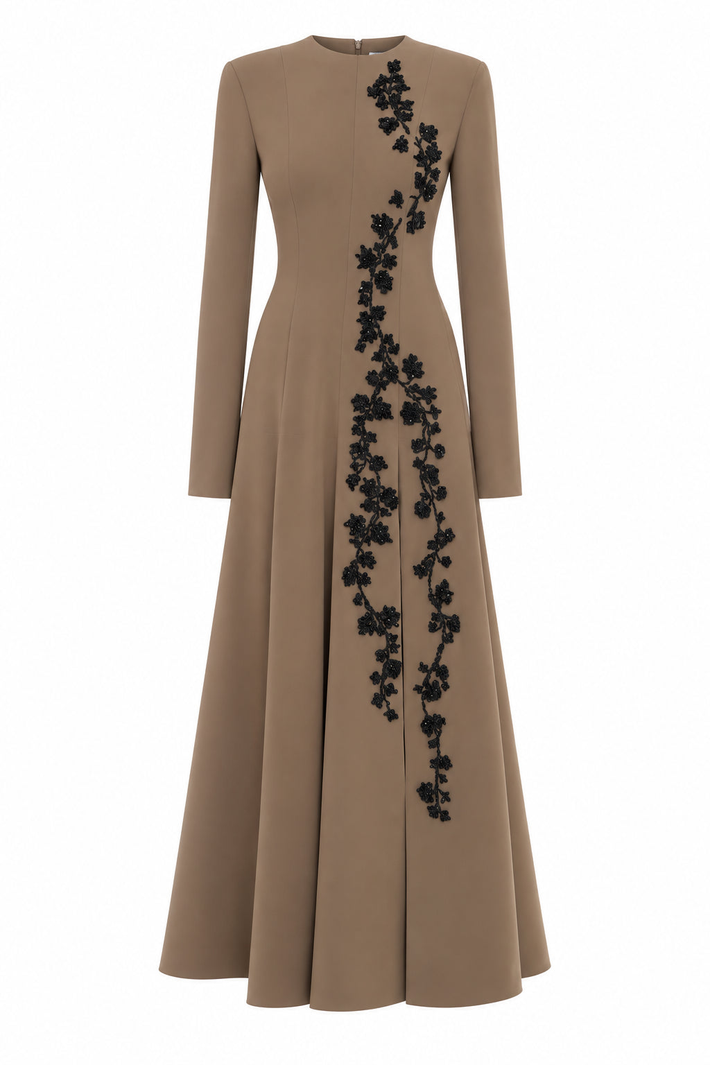 Robe Longue Ornée de Motifs Floraux - Brown