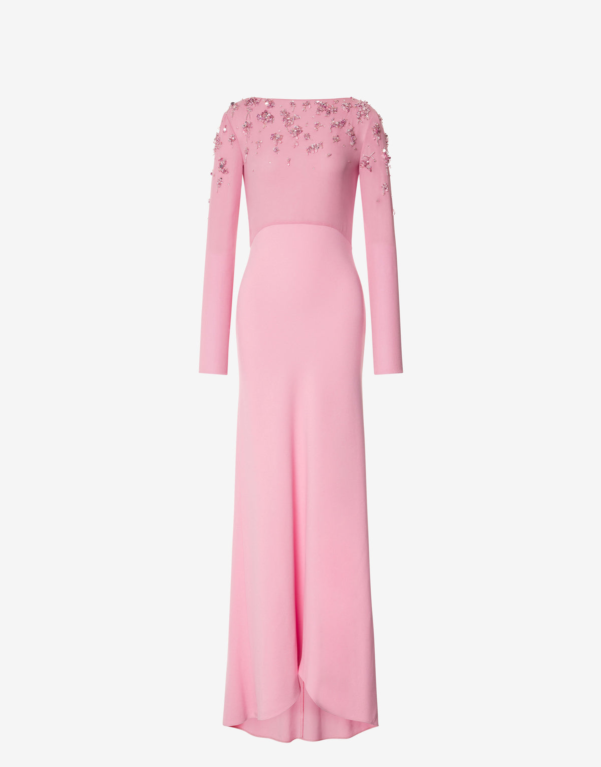Robe de soirée brodée à manches longues - Pink