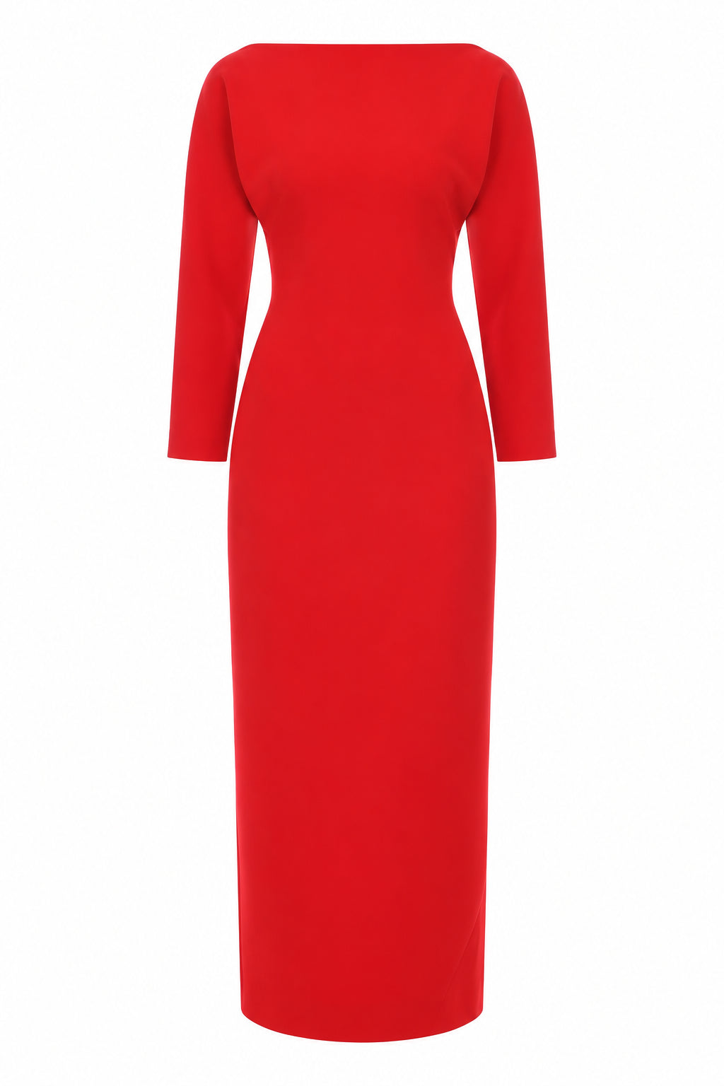 Robe midi en cady extensible à col bateau - Red
