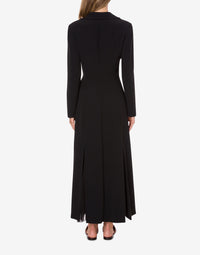 Robe chemise brodée en cady extensible - Black