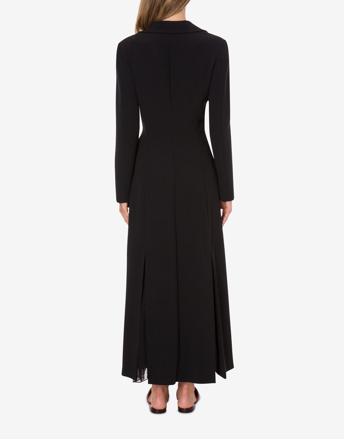 Robe chemise brodée en cady extensible - Black