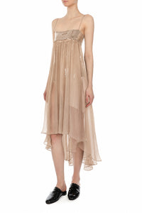 Robe Midi Transparente Ornée - Beige