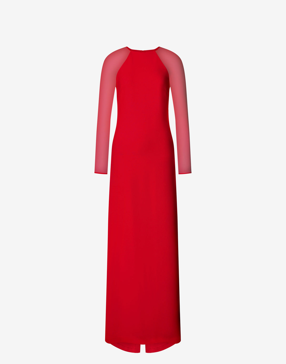 Robe longue ajustée avec manches en mousseline de soie - Red