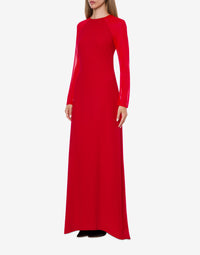 Robe longue ajustée avec manches en mousseline de soie - Red