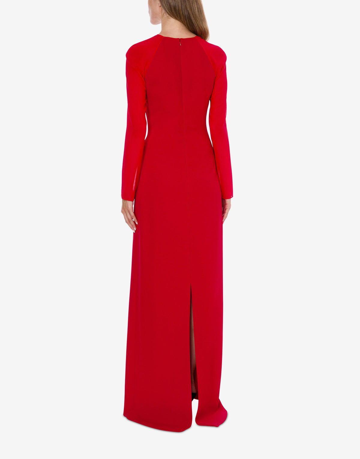 Robe longue ajustée avec manches en mousseline de soie - Red