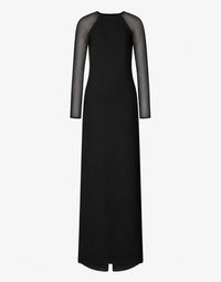 Robe longue ajustée avec manches en mousseline de soie - Black