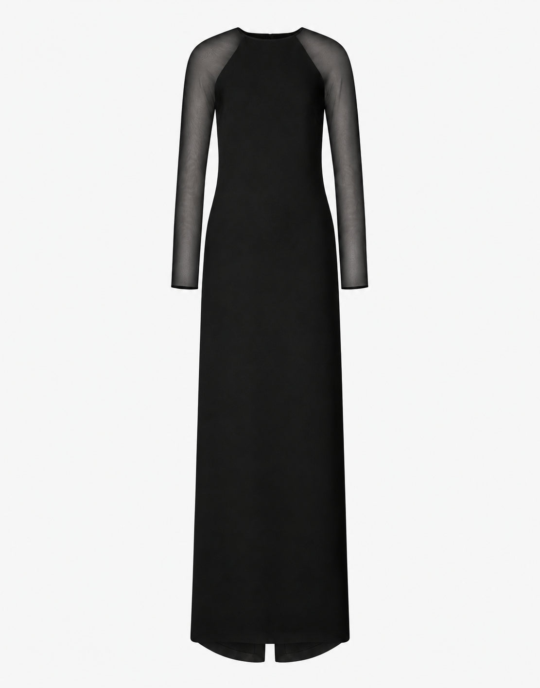 Robe longue ajustée avec manches en mousseline de soie - Black
