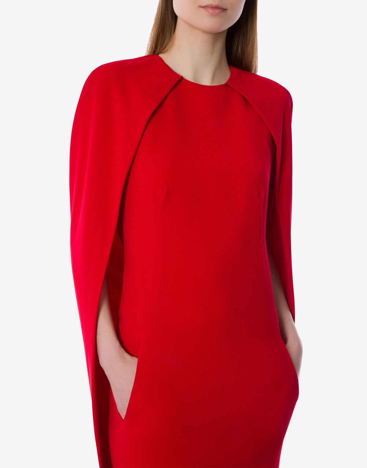 Robe cape en cady stretch - Red