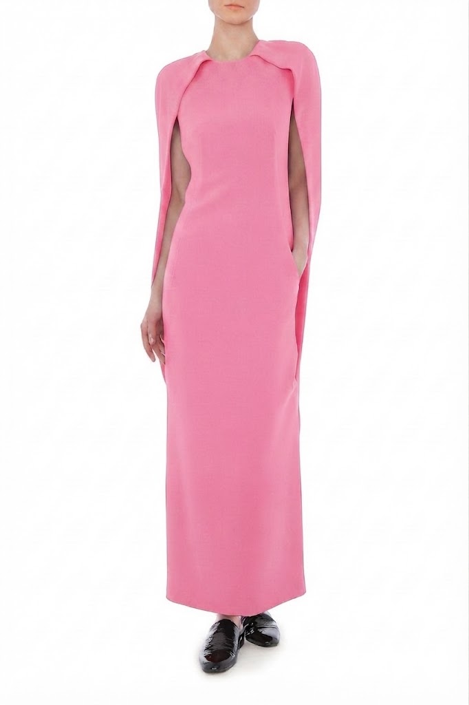 Robe cape en cady stretch - Pink
