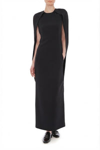 Robe cape en cady stretch - Black