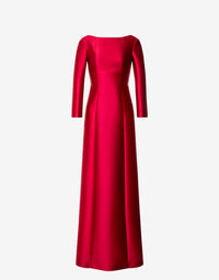 Robe du soir à manches longues en mikado - Red