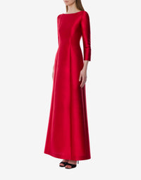 Robe du soir à manches longues en mikado - Red
