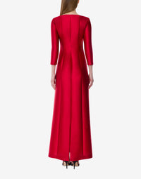Robe du soir à manches longues en mikado - Red
