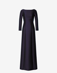 Robe du soir à manches longues en mikado - Blue