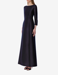 Robe du soir à manches longues en mikado - Blue