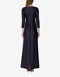 Robe du soir à manches longues en mikado - Blue