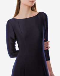 Robe du soir à manches longues en mikado - Blue
