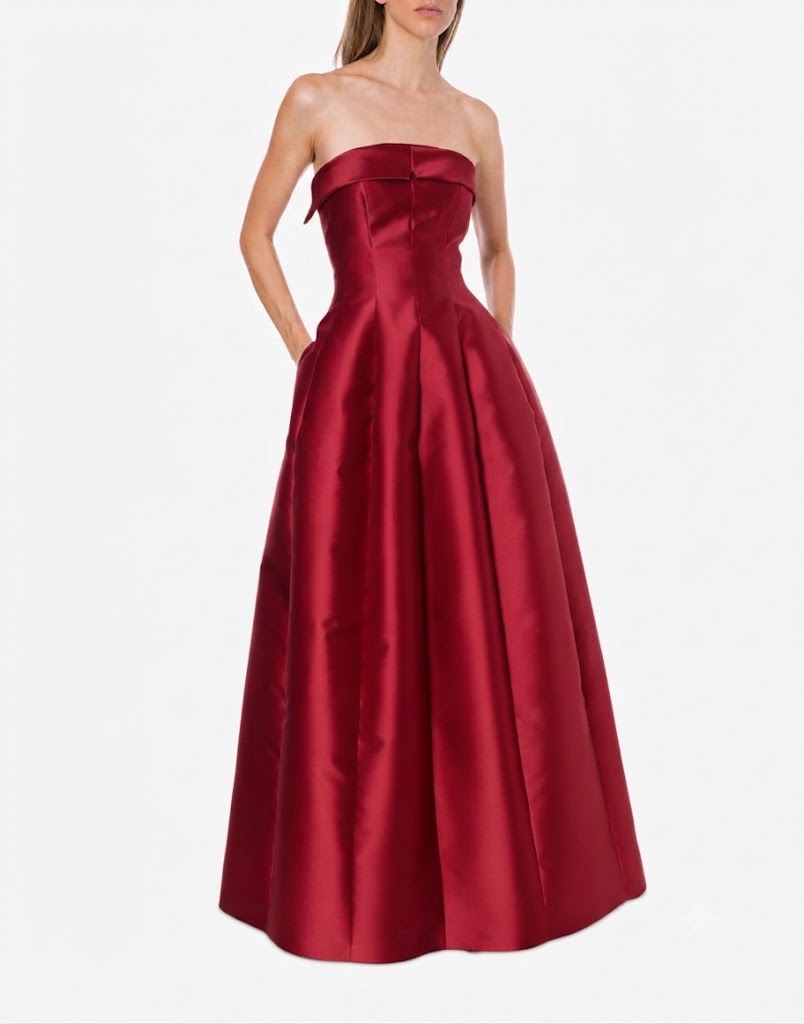 Robe de soirée mikado sans manches - Red