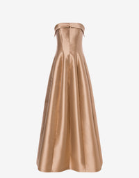 Robe de soirée mikado sans manches - Beige