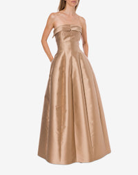 Robe de soirée mikado sans manches - Beige