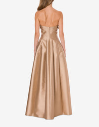 Robe de soirée mikado sans manches - Beige