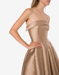 Robe de soirée mikado sans manches - Beige