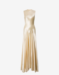 Longue robe ivoire en satin brillant  - Ivory