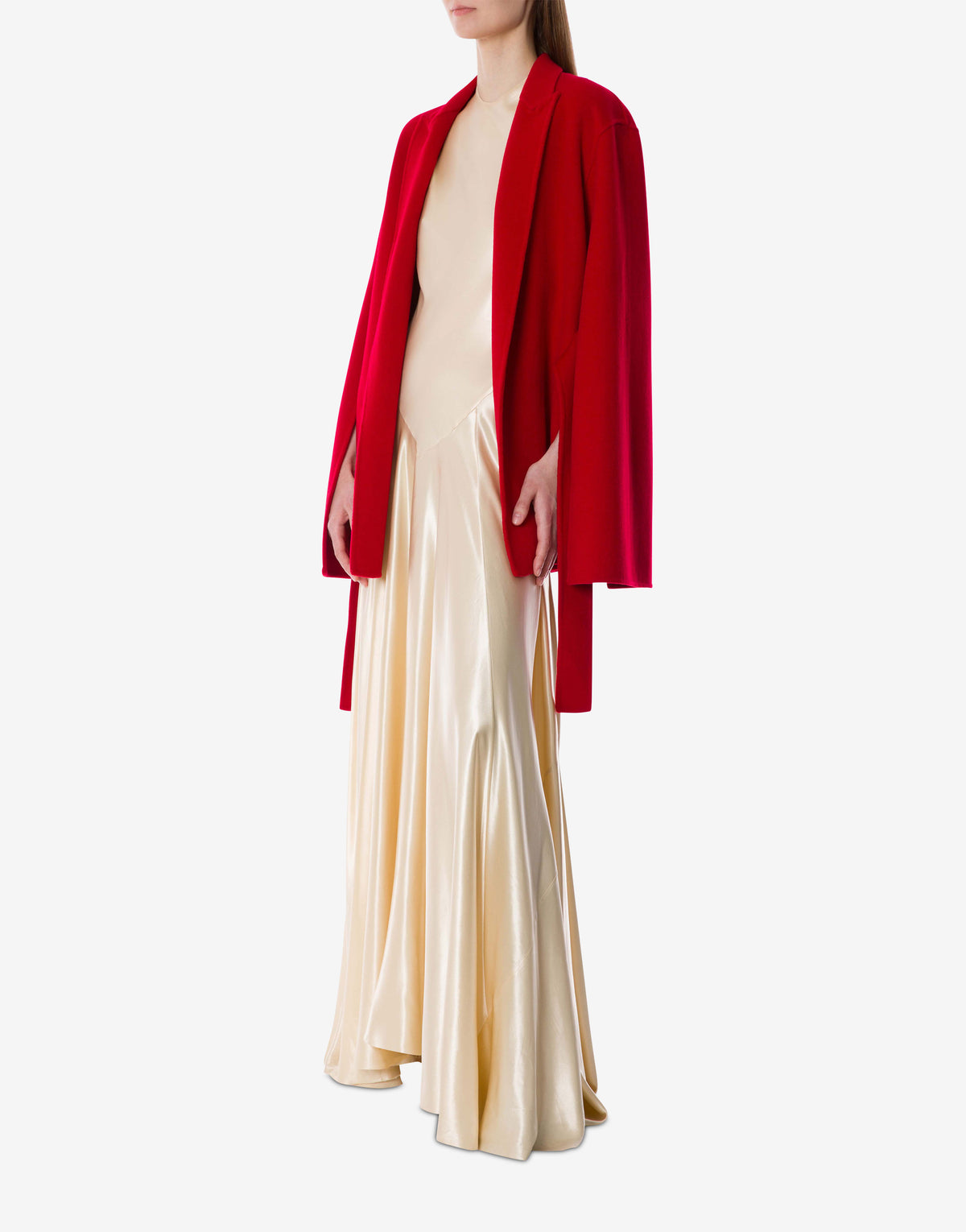 Longue robe ivoire en satin brillant  - Ivory