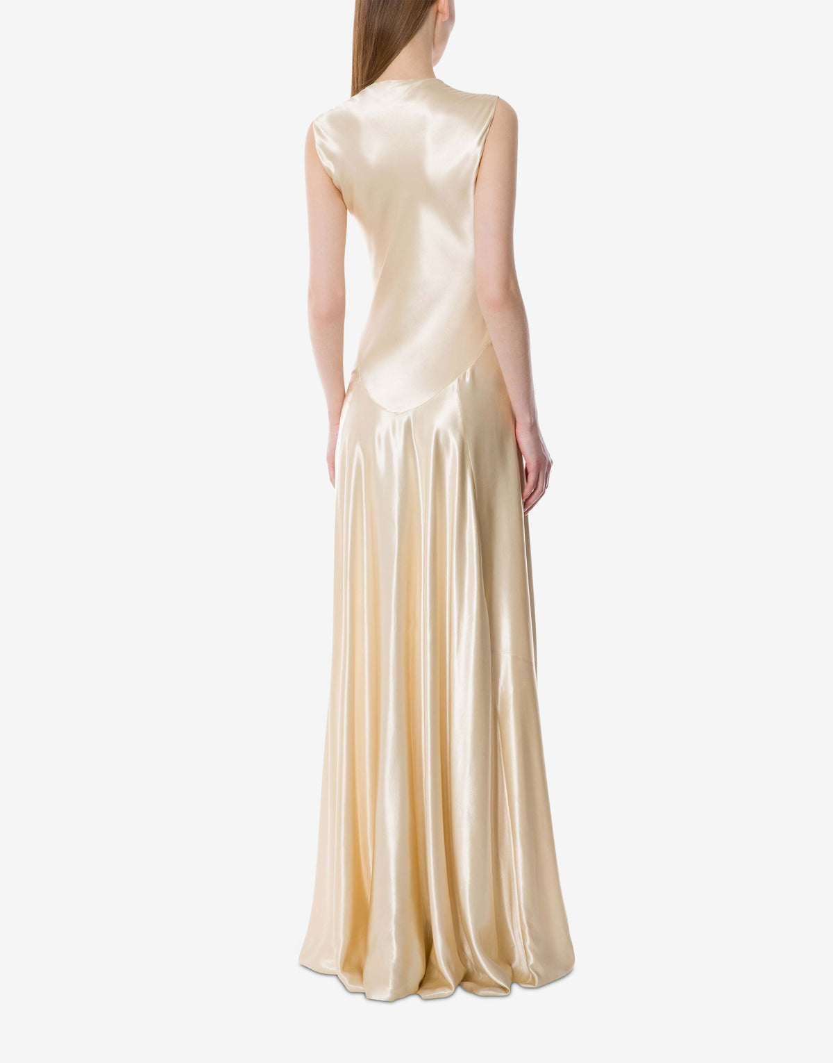 Longue robe ivoire en satin brillant  - Ivory