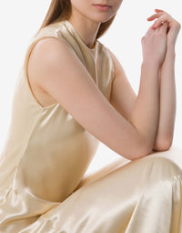 Longue robe ivoire en satin brillant  - Ivory