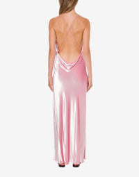 Robe de soirée en velours sans manches - Pink