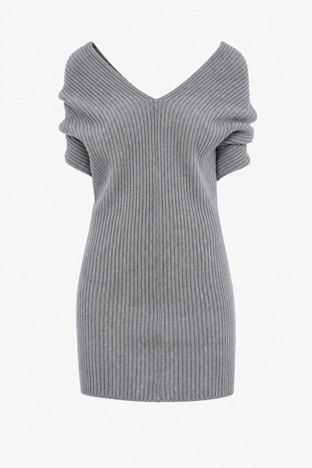Robe Mini en Maille Côtelée - Grey