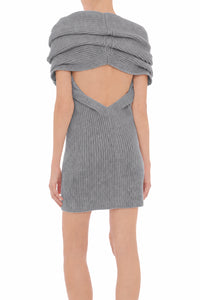 Robe Mini en Maille Côtelée - Grey