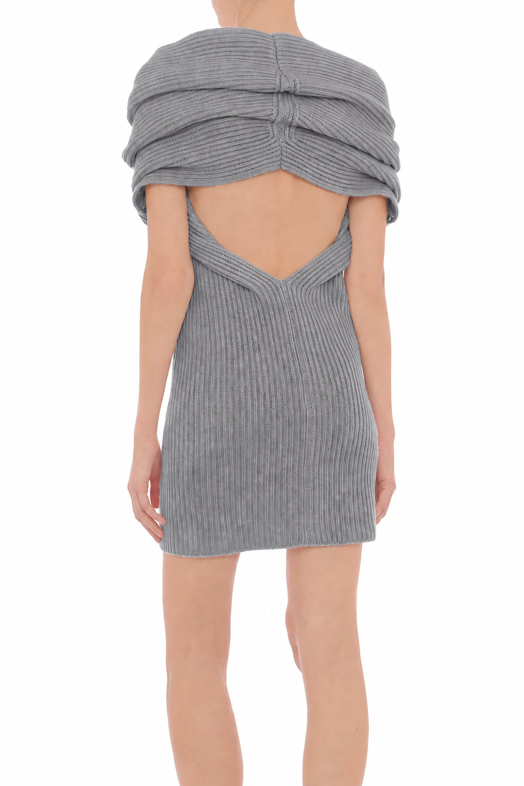 Robe Mini en Maille Côtelée - Grey