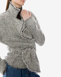 Veste enveloppante à chevrons - Ivory