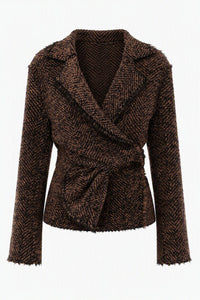 Veste enveloppante à chevrons - Brown
