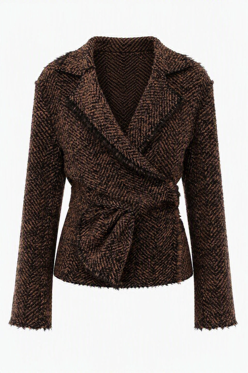 Veste enveloppante à chevrons - Brown