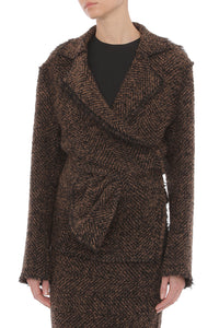 Veste enveloppante à chevrons - Brown