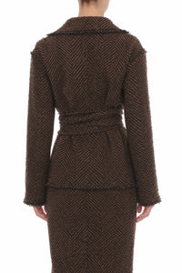 Veste enveloppante à chevrons - Brown