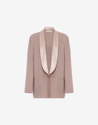 Veste de soirée en georgette à col contrasté - Grey