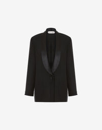 Veste de soirée en georgette à col contrasté - Black