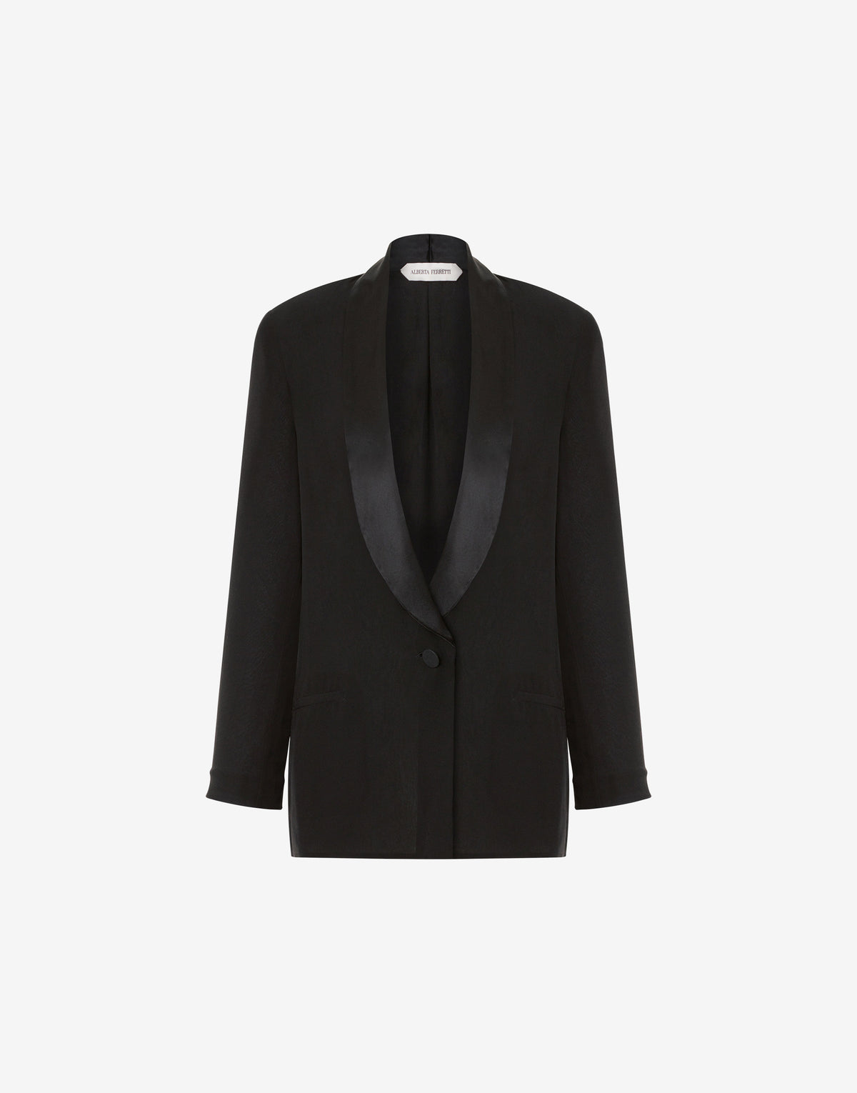 Veste de soirée en georgette à col contrasté - Black