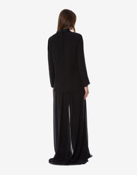 Veste de soirée en georgette à col contrasté - Black