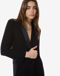 Veste de soirée en georgette à col contrasté - Black