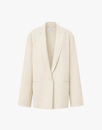 Veste oversize en cady stretch avec manches ouvertes et décolleté profond - White