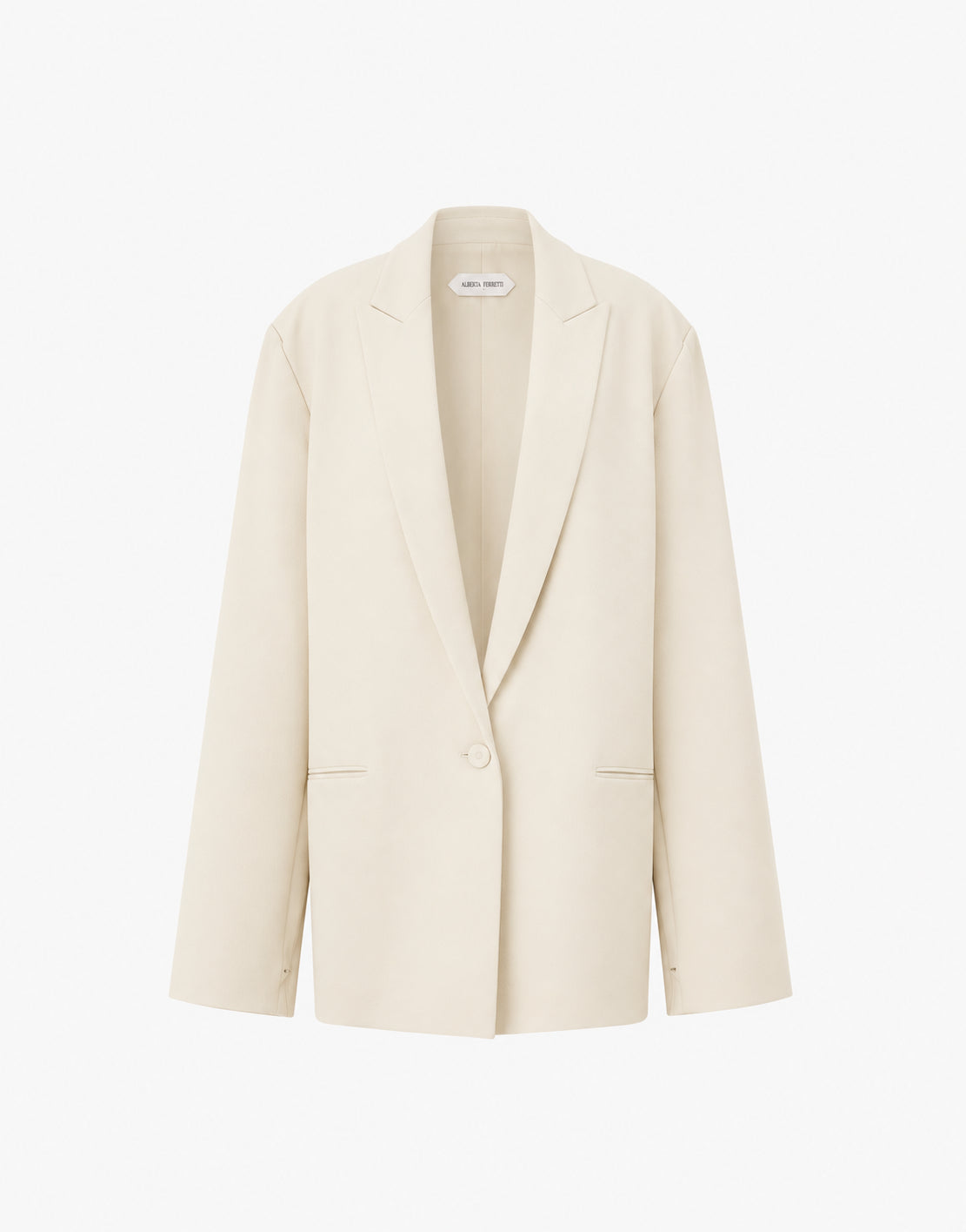 Veste oversize en cady stretch avec manches ouvertes et décolleté profond - White