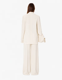 Veste oversize en cady stretch avec manches ouvertes et décolleté profond - White