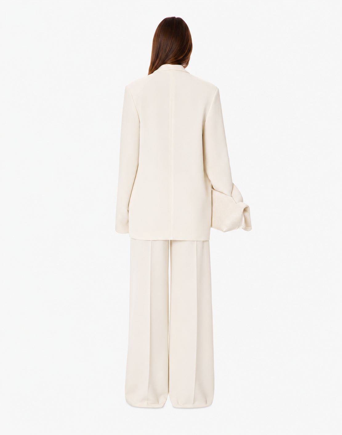 Veste oversize en cady stretch avec manches ouvertes et décolleté profond - White