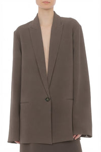 Veste oversize en cady stretch avec manches ouvertes et décolleté profond - Brown